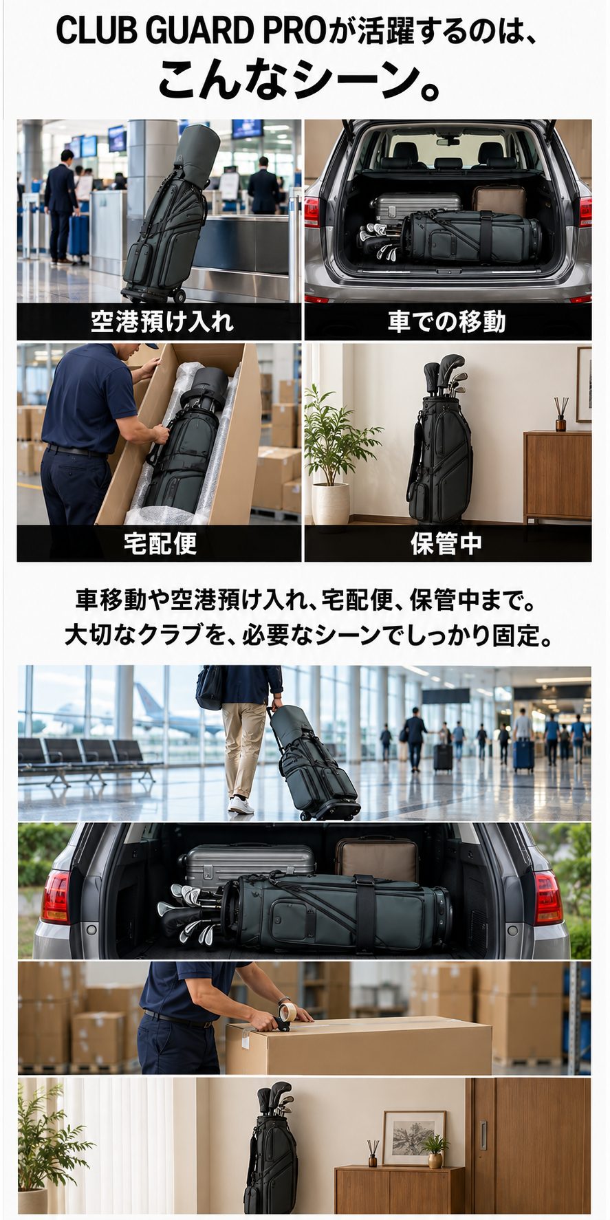 車移動・空港預け入れ・宅配便・保管中